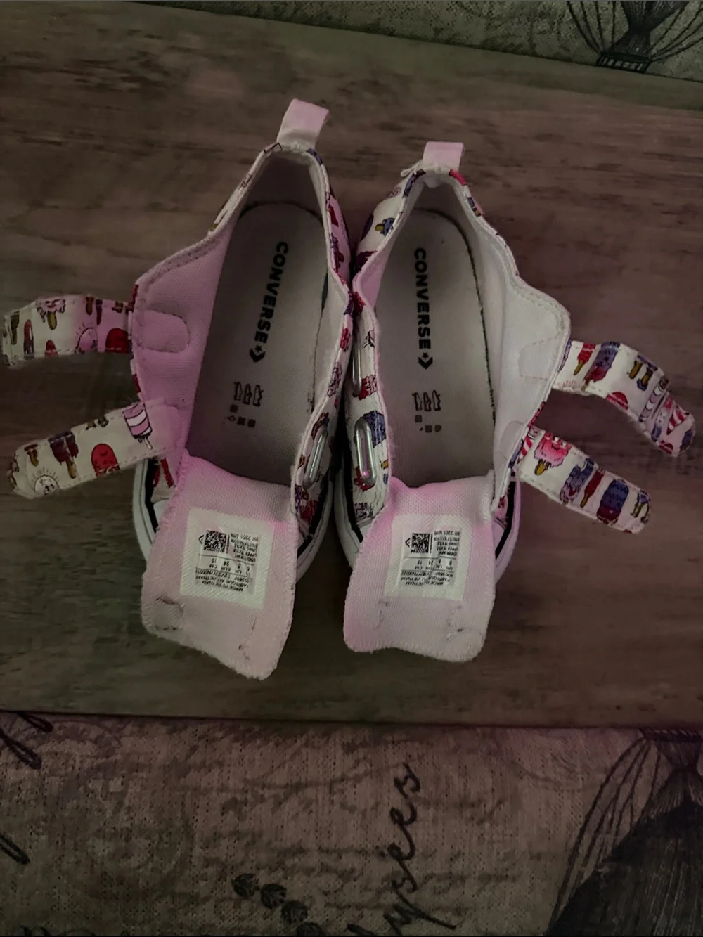 Converse Kids Pink Ice Cream & Popsicle Print Low Top Sneakers